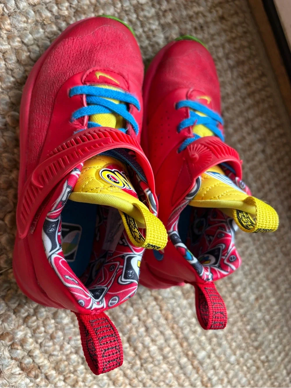 Nike Kids' Red & Yellow UNO Athletic Shoes with Blue Accents